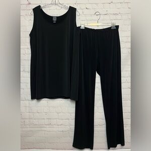 Clara Sun Woo Black Sleeveless Tunic Top and Pants Set